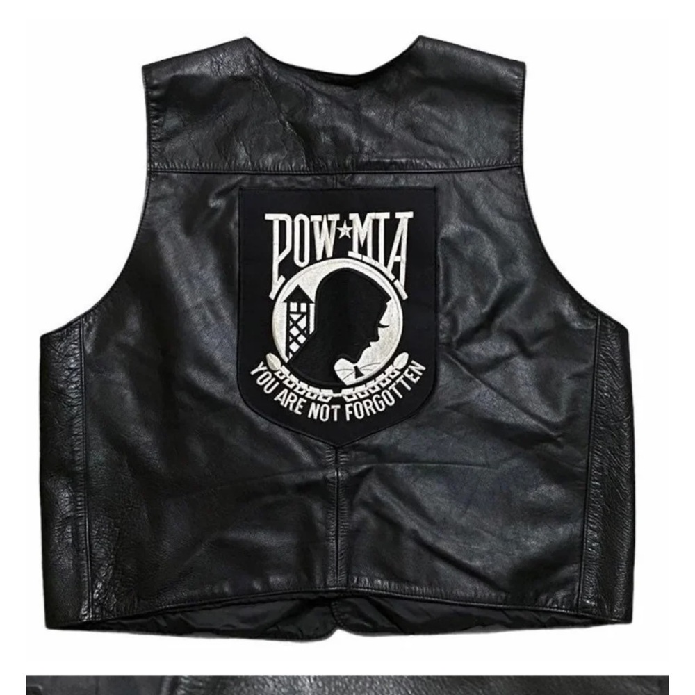 Vintage Harley Davidson Leather motorcycle vest size 2XL.back patch POW MIA